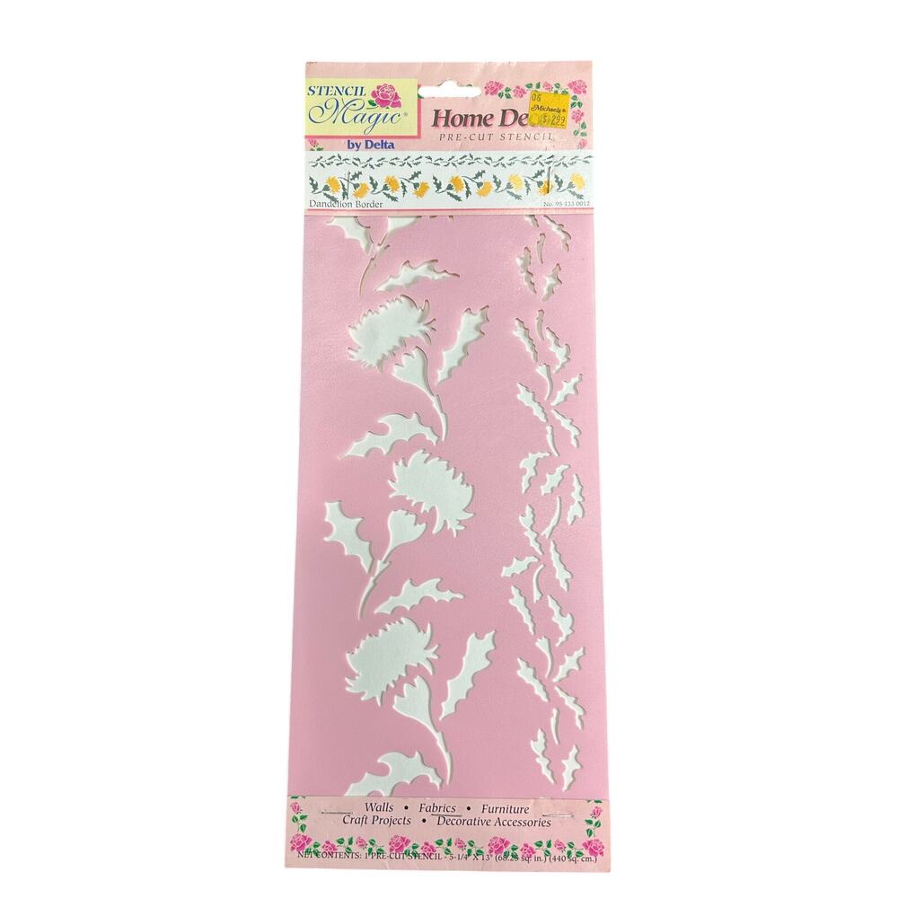 90s Vintage- Stencil Magic By Delta- Dandelion Borders No. 95 133 0012 NWT craft